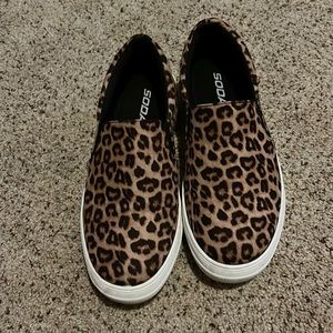 Soda leopard slip on sneakers. Worn once like new
